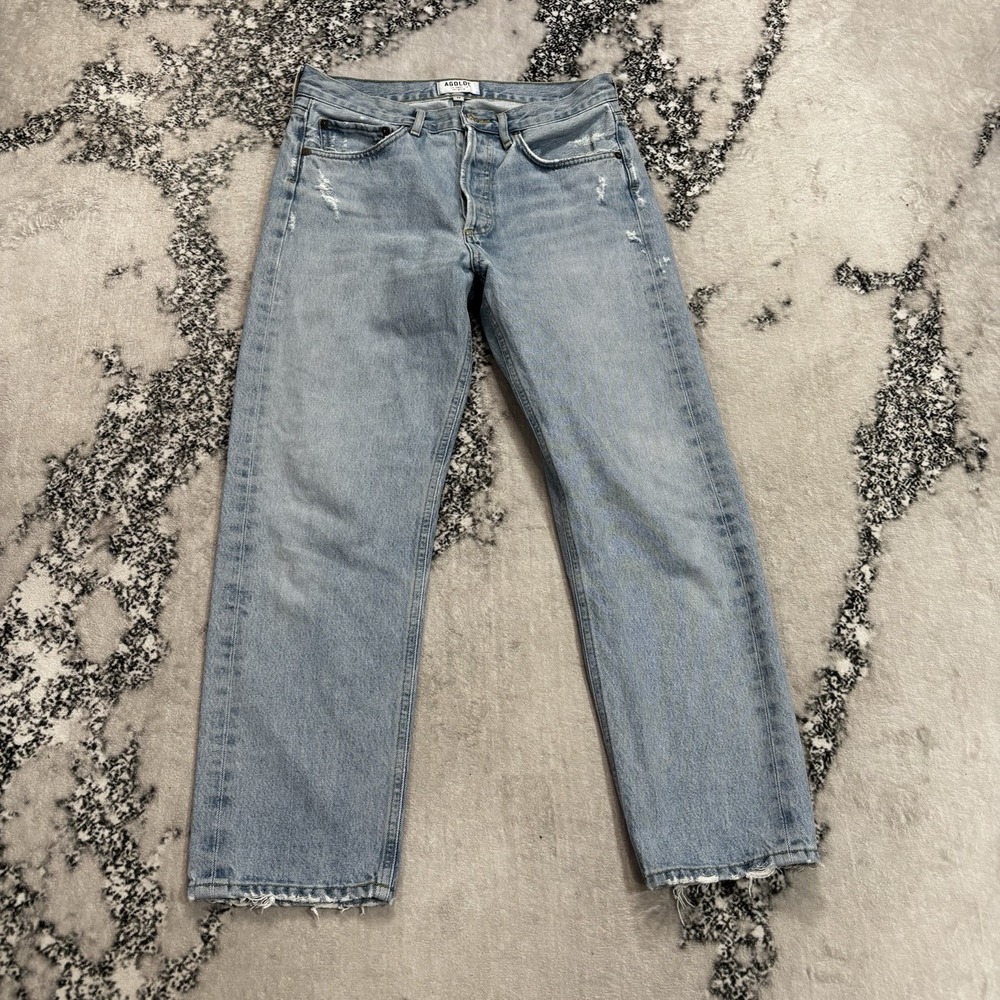 AGOLDE Parker Straight Jeans Womens Size 26 Swapmeet Light Wash Raw Hem